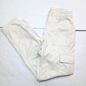 American Eagle Cream White Faux Leather Cargo Boot Cut  Stretch Pants Size 0